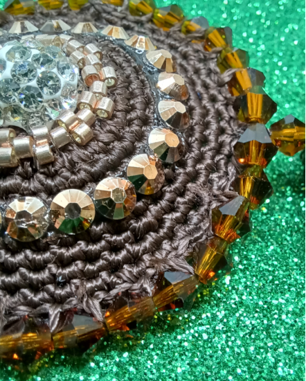 Háčkované  dizajnové náušnice "Čokoládky"